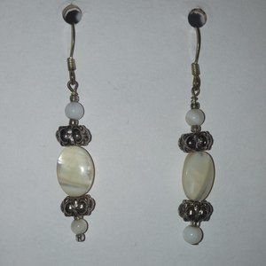 Women's white stone dangle earrings